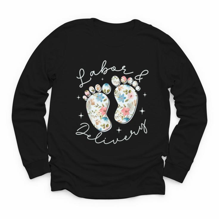 Retro Wildflowers Labor And Delivery Nurse Back To School Youth Long Sleeve Tee