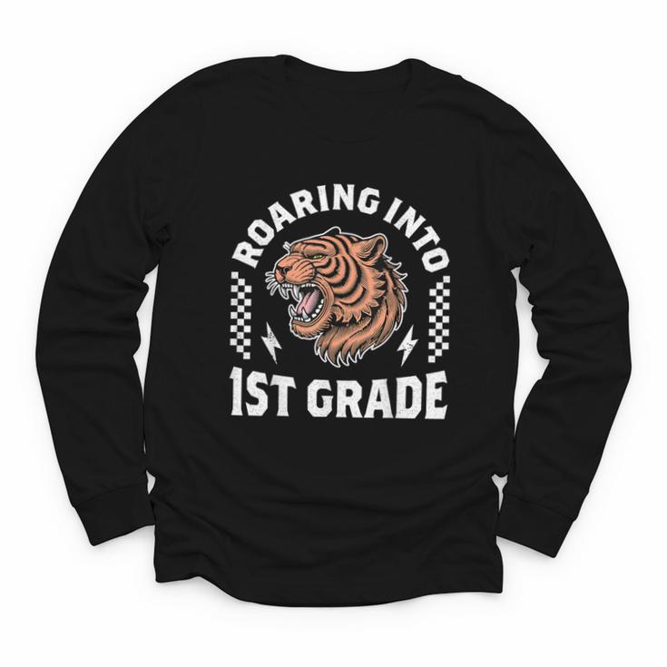 Roaring Into 1st Grade Roaring Tiger Back To School Boy Girl Youth Long Sleeve Tee