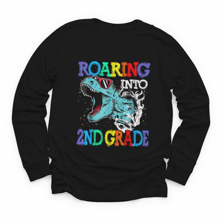 Roaring Into 2Nd Grade Dinosaur T Rex Back To School Youth Long Sleeve Tee