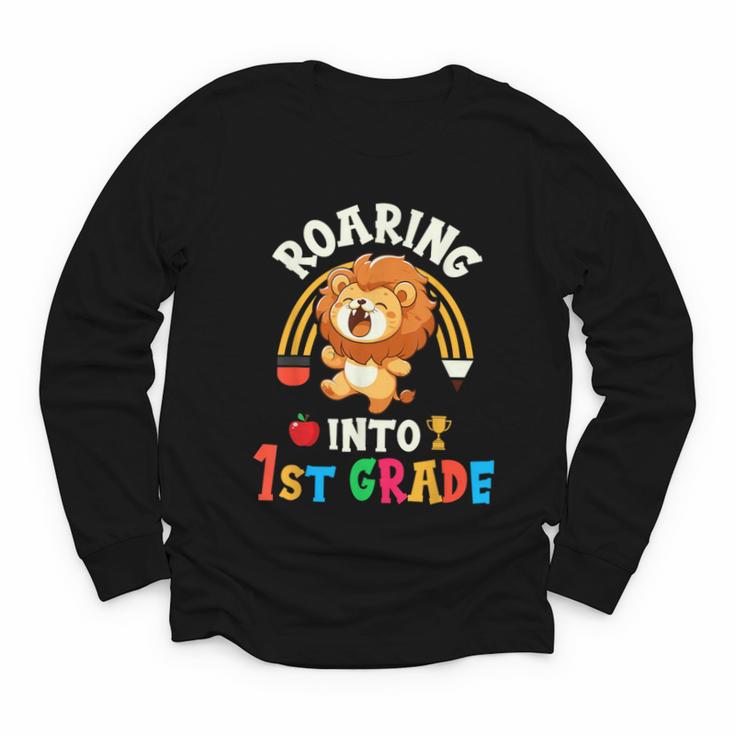 Roaring Into First Grade Lion 1st Grade Back To School Youth Long Sleeve Tee