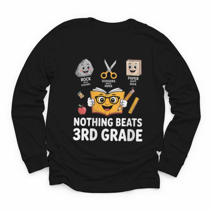 Rock Scissor Paper Nothing Beats 3rd Grade Back To School Youth Long Sleeve Tee