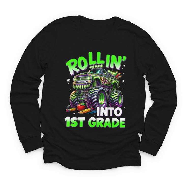 Rollin' Into 1st Grade Monster Truck Back To School Boys Youth Long Sleeve Tee