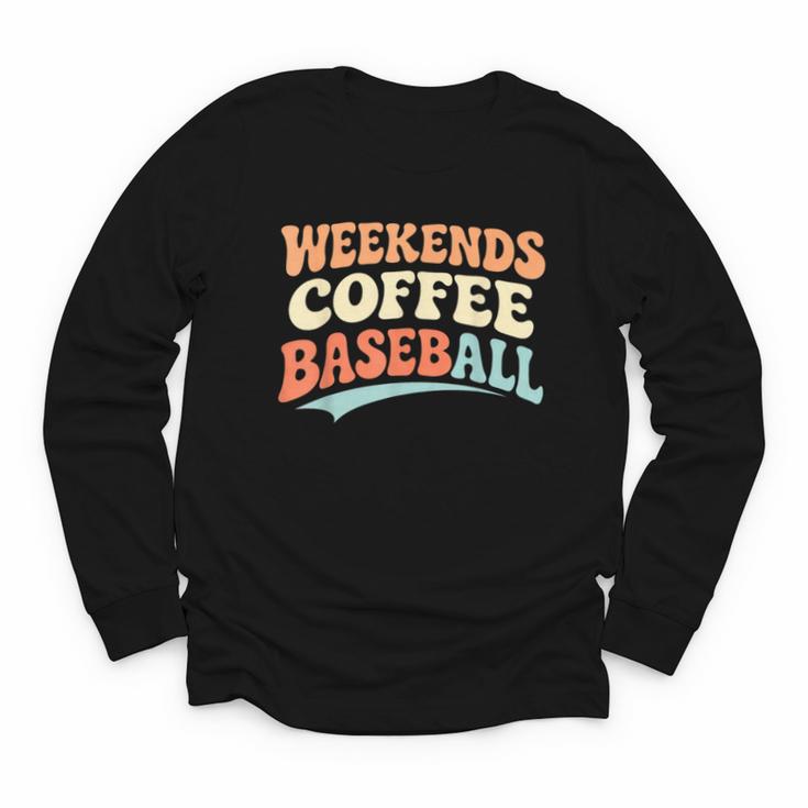 Weekends Coffee Baseball Retro Vibes Youth Long Sleeve Tee