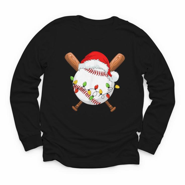 Santa Sports For Men Boys Christmas Baseball Player Youth Long Sleeve Tee