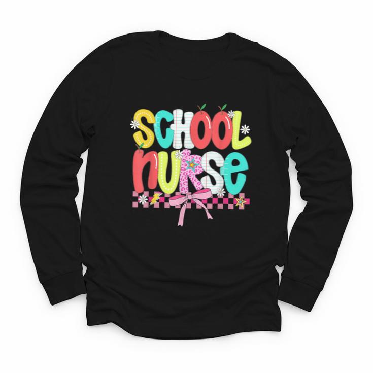 School Nurse Appreciation Day Coquette Bow Back To School Youth Long Sleeve Tee