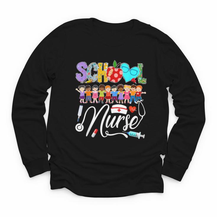 School Nurse Back To School First Day Of School Women Youth Long Sleeve Tee
