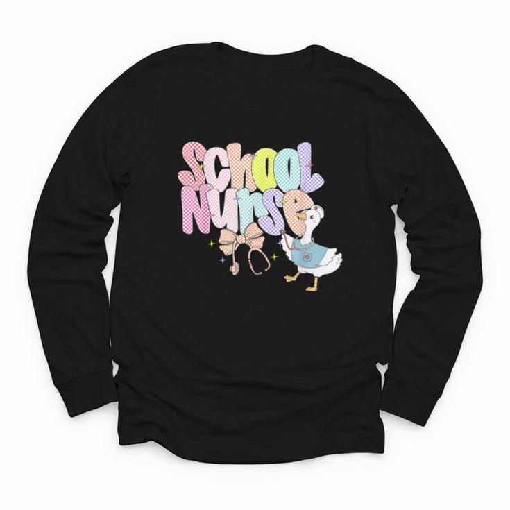 School Nurse Back To School Silly School Nurse Goose Youth Long Sleeve Tee