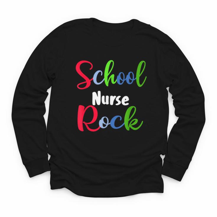 School Nurse Rock Back To School -Funny Nurses School Youth Long Sleeve Tee
