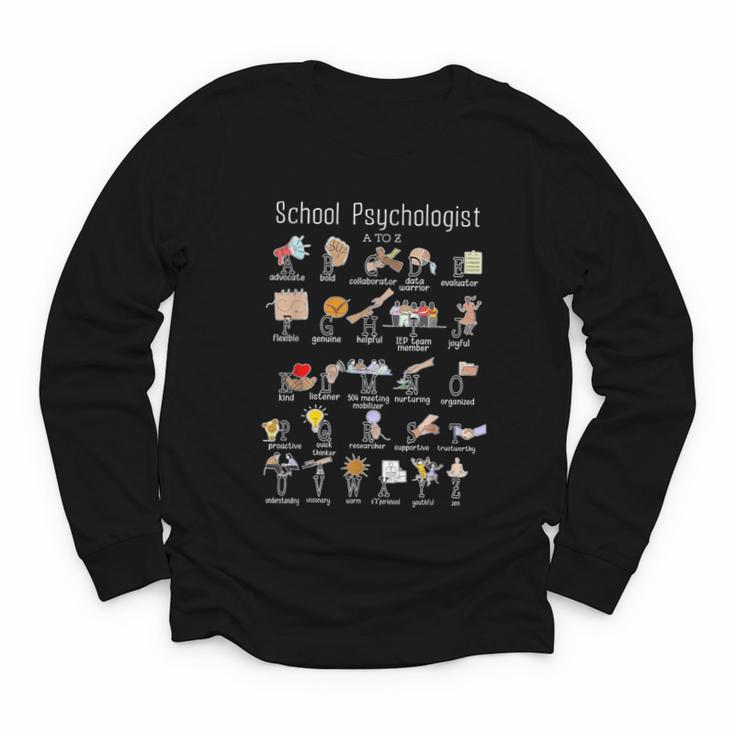 School Psychologist Alphabet ABCs Psychology Back To School Youth Long Sleeve Tee