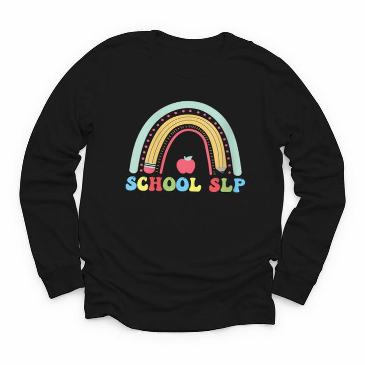 School SLP Rainbow Pencil Back To School Appreciation Youth Long Sleeve Tee