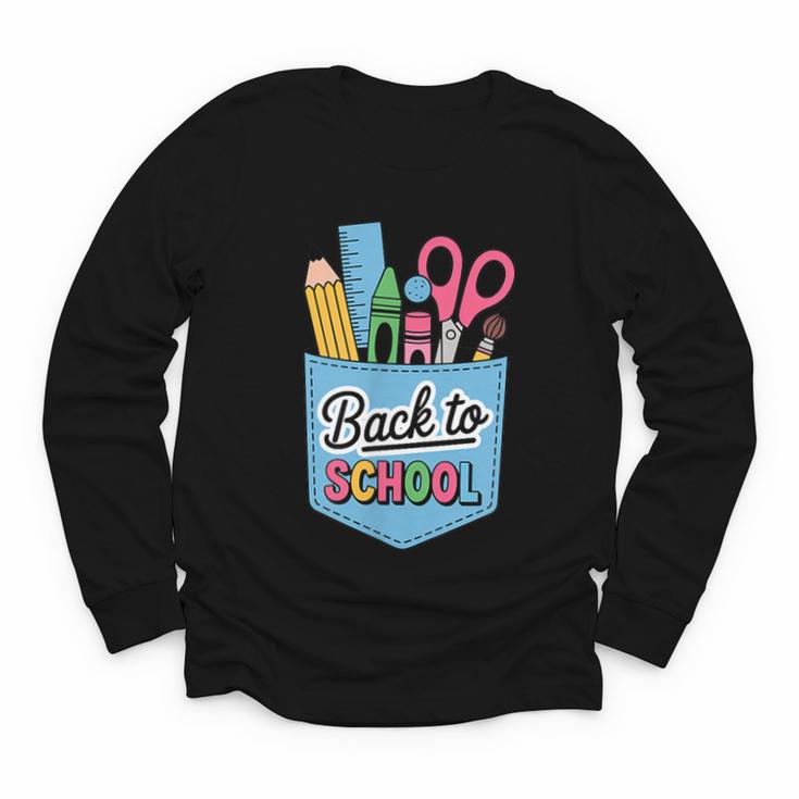School Supplies In Pocket Back To School Boys Girls Youth Long Sleeve Tee
