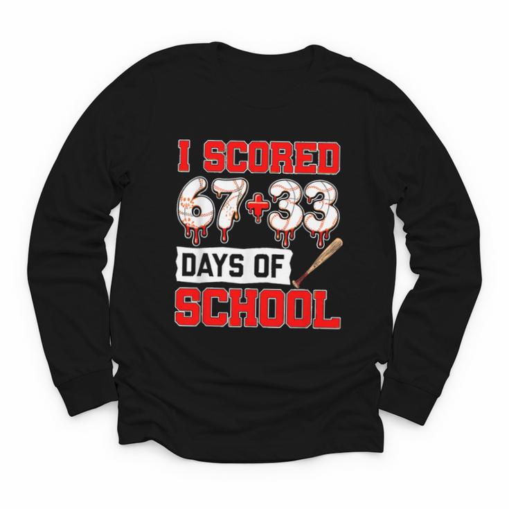 I Scored 6733 100th Days Of School Baseball Six Seven Meme Youth Long Sleeve Tee