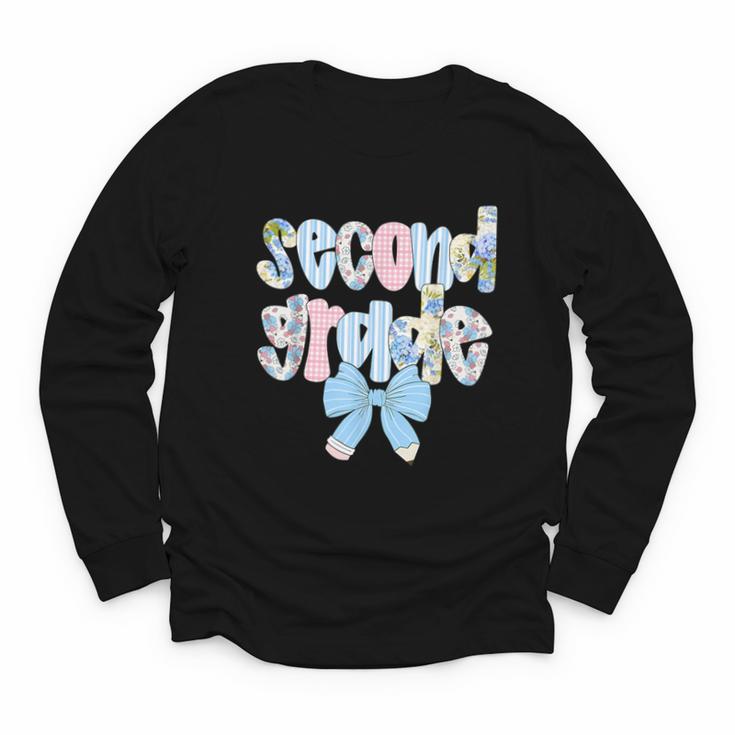 Second Grade Coquette Bow Pencil First Day Back To School Youth Long Sleeve Tee