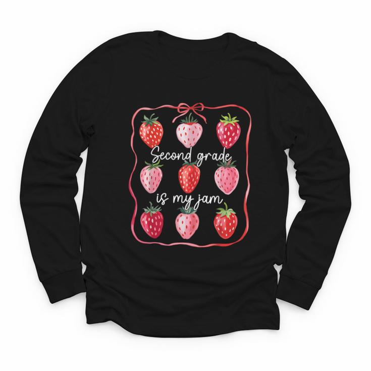 Second Grade Is My Jam Strawberry 2nd Grade Back To School Youth Long Sleeve Tee