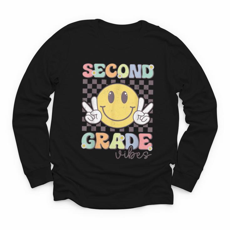 Second Grade Vibes Smile Face 2nd Grade Team Back To School Youth Long Sleeve Tee