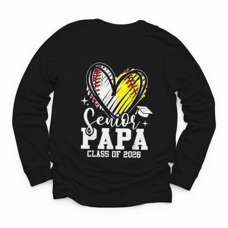 Senior Papa Class Of 2026 Baseball Softball Graduation Heart Youth Long Sleeve Tee