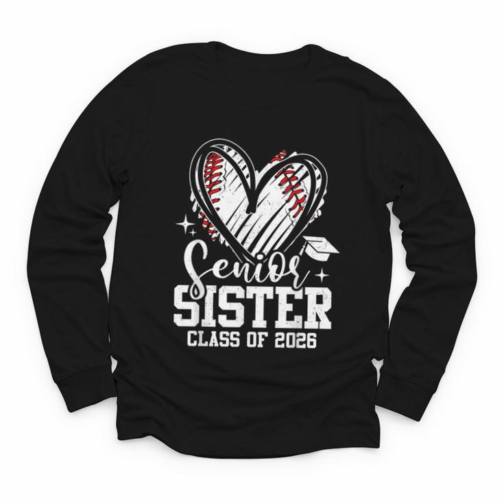 Senior Sister Class Of 2026 Baseball Graduation Heart Youth Long Sleeve Tee