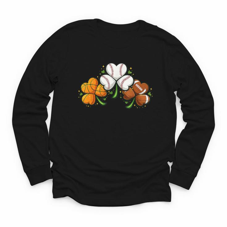 Shamrock Baseball Basketball Football St Patricks Day Youth Long Sleeve Tee Shamrock Baseball Basketball Football St Patricks Day Youth Long Sleeve Tee