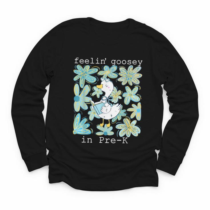 Silly Goose Back To School Feelin’ Goosey Pre-K Youth Long Sleeve Tee