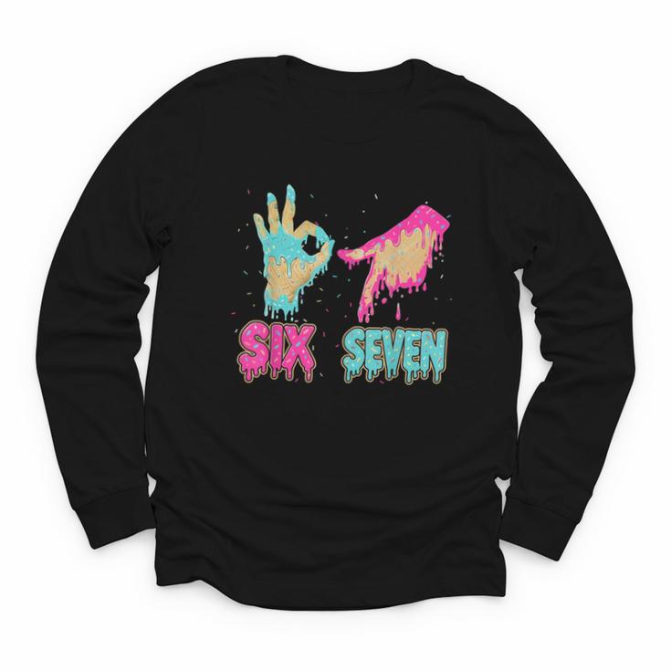 Six Seven 67 Meme Ice Cream Drip Baseball For Boy Kids Youth Long Sleeve Tee