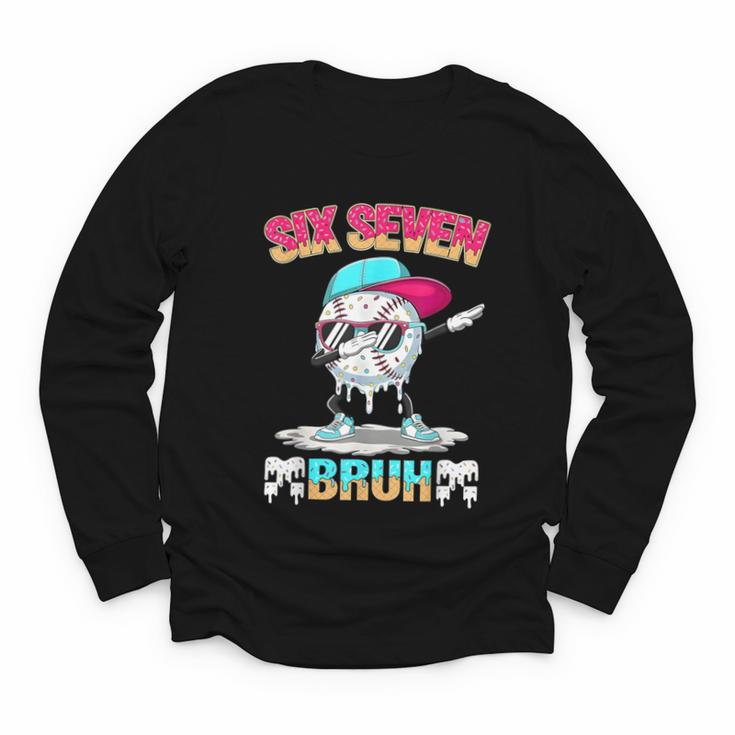 Six Seven 67 Meme Ice Cream Drip Baseball Dabbing Boy Kids Youth Long Sleeve Tee