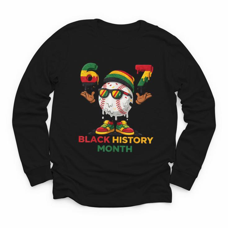 Six Seven History Month Baseball Drip Sports Youth Long Sleeve Tee
