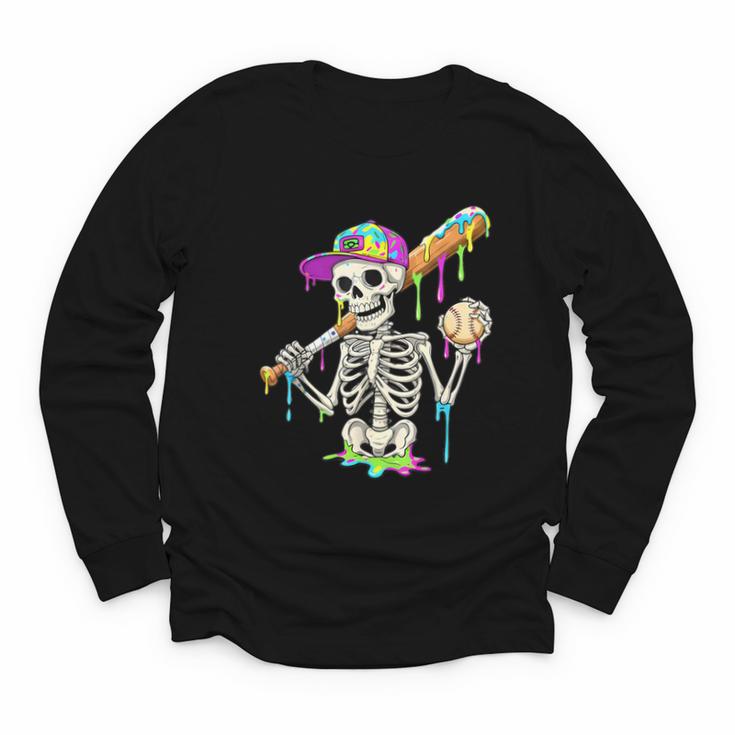 Skeleton Baseball Drip Boys Ice Cream Drip Youth Baseball Youth Long Sleeve Tee