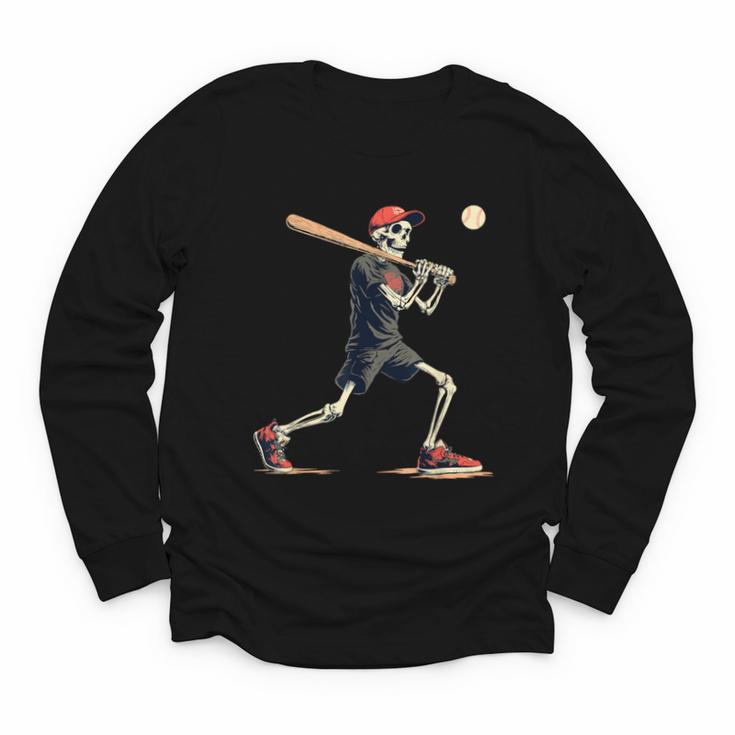 Skeleton Baseball Halloween Costume Men Boys Kids Youth Long Sleeve Tee