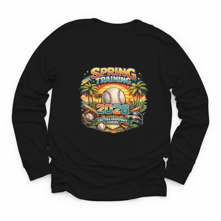 Spring Training 2026 Retro Baseball Palm Cactus Youth Long Sleeve Tee