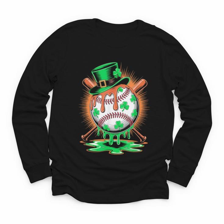 St Patrick Day Baseball Drip Ice Cream Kids Boys Men Youth Long Sleeve Tee