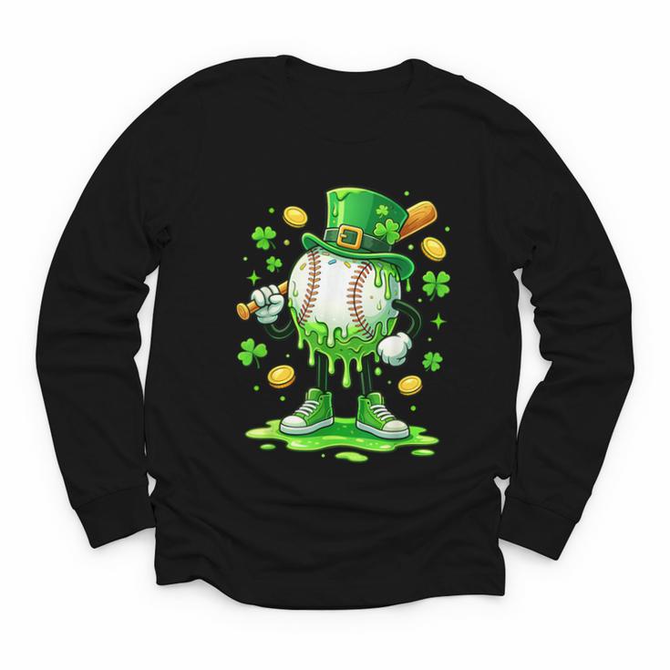 St Patrick Day Baseball Drip Ice Cream Baseball Youth Long Sleeve Tee