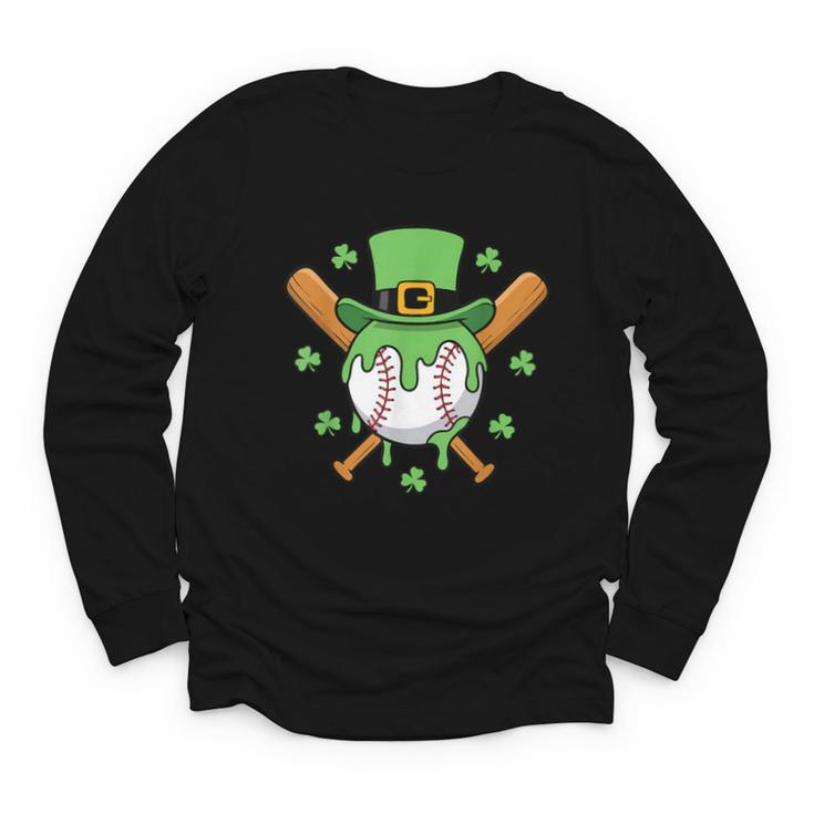 St Patricks Day Baseball Drip Ice Cream Baseball Home Plate Youth Long Sleeve Tee