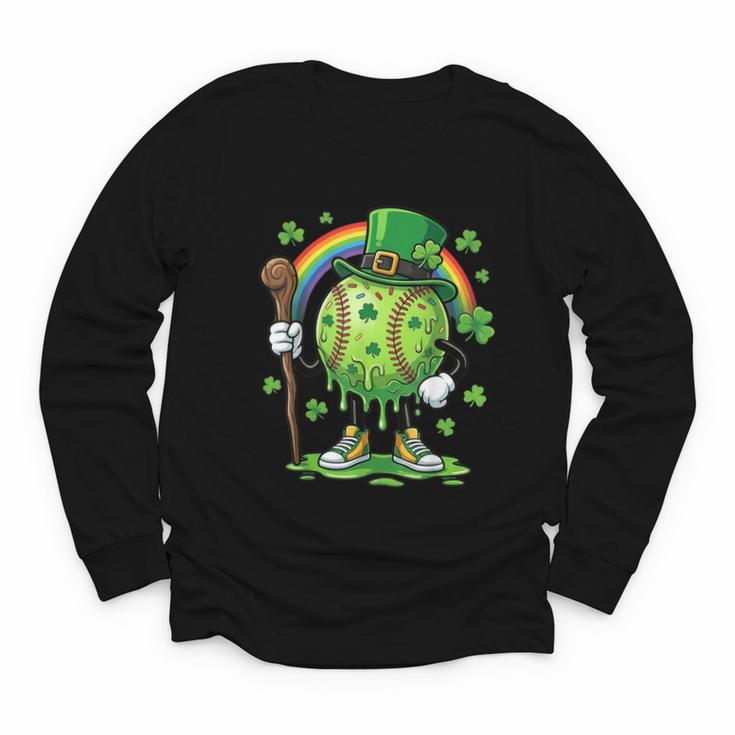 St Patricks Day Baseball Leprechaun Rainbow Green Baseball Youth Long Sleeve Tee