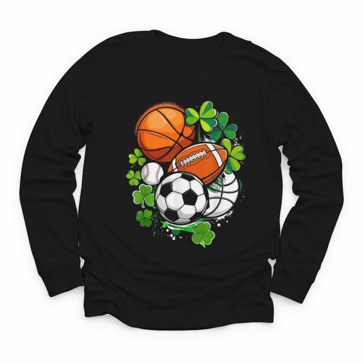 St Patricks Day Shamrock Basketball Baseball Football Soccer Youth Long Sleeve Tee