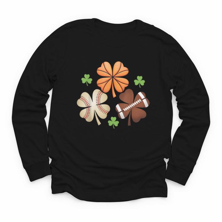 St Patricks Day Shamrock Basketball Baseball Irish Boys Men Youth Long Sleeve Tee