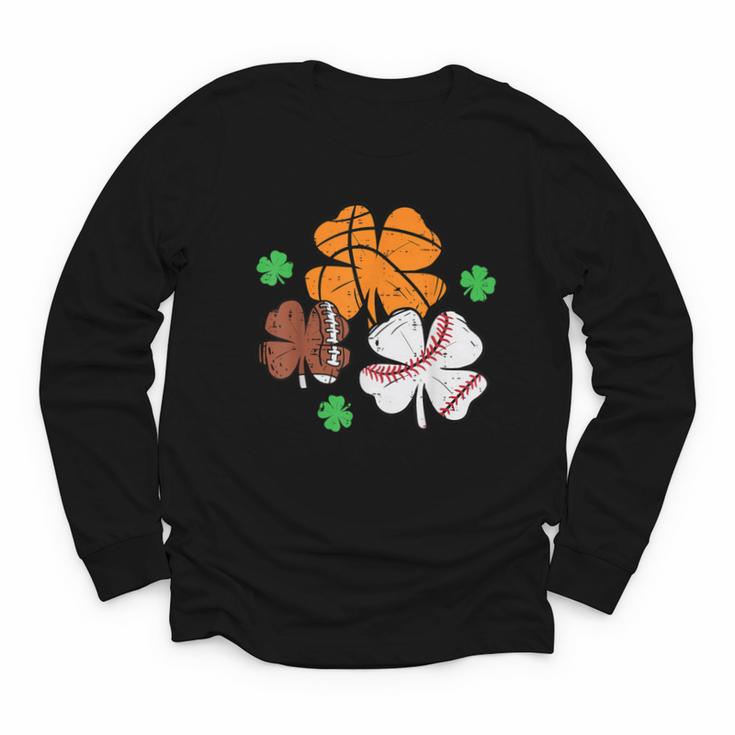 St Patricks Day Shamrock Basketball Baseball Men Boys Kids Youth Long Sleeve Tee