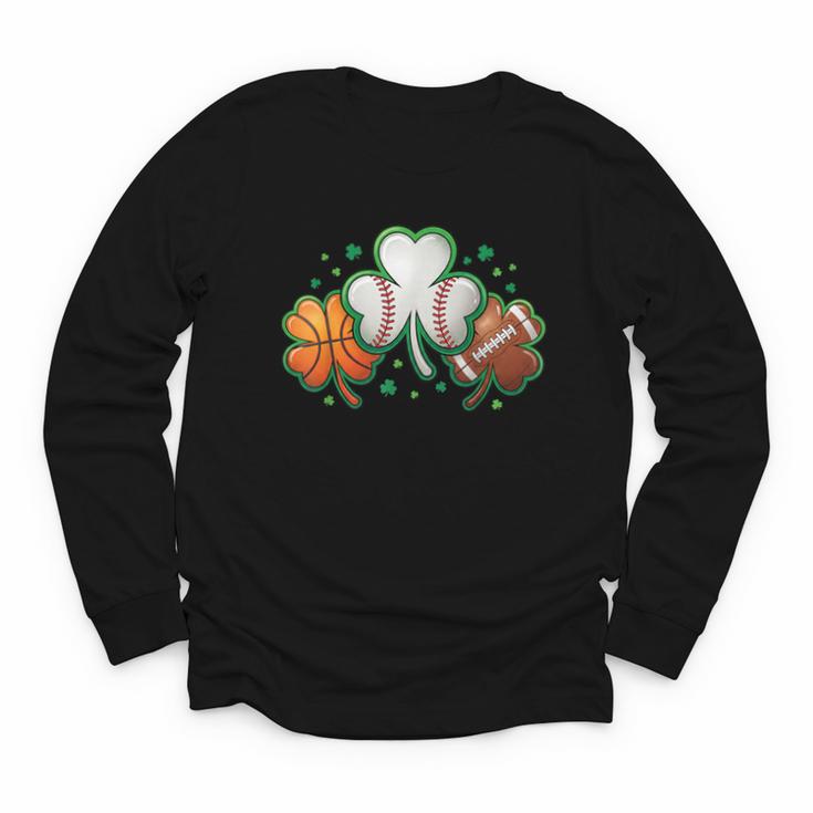 St Patricks Day Shamrock Sports Baseball Basketball Football Youth Long Sleeve Tee