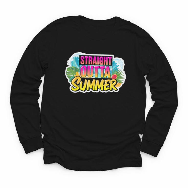 Straight Outta Summer Back To School First Day Fall Autumn Youth Long Sleeve Tee