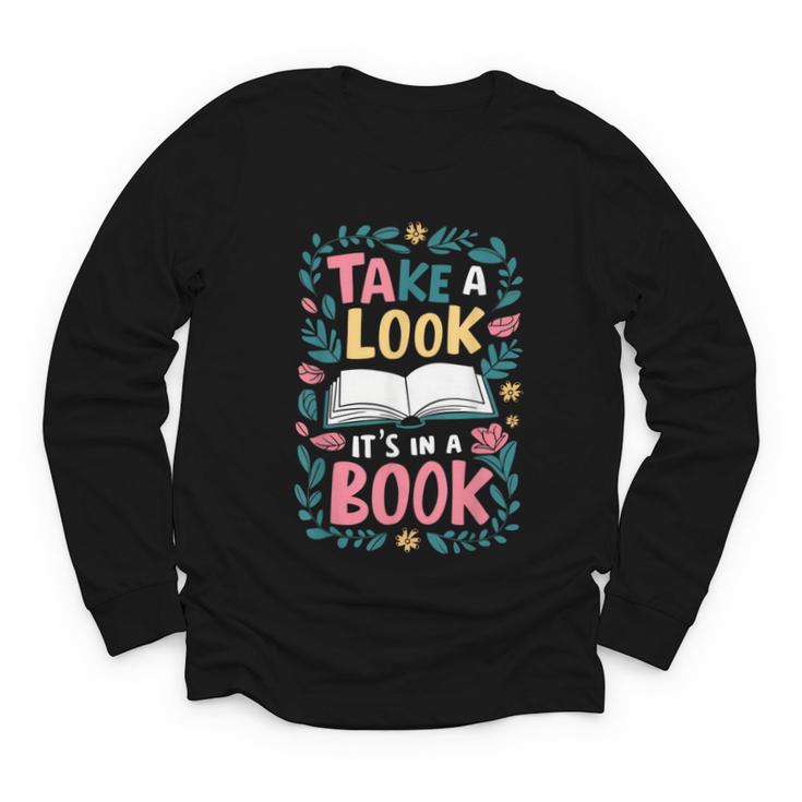 Student Take a Look It's In a Book Back To School Graphic Youth Long Sleeve Tee