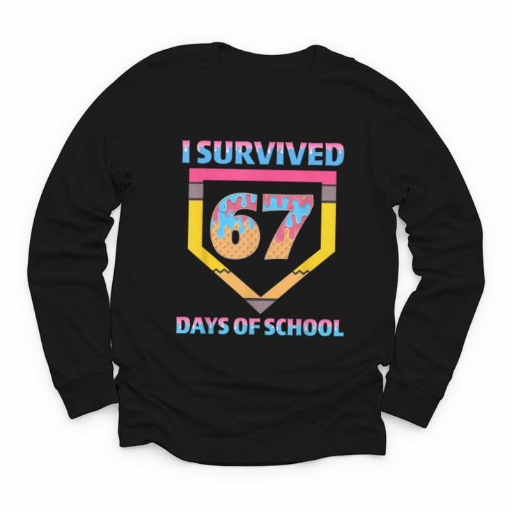 I Survived 67 Days Of School Baseball Trend For Boys Girls Youth Long Sleeve Tee