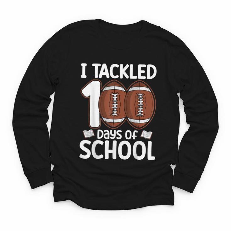 I Tackled 100 Days Of School Baseball Player Kids Teacher Youth Long Sleeve Tee