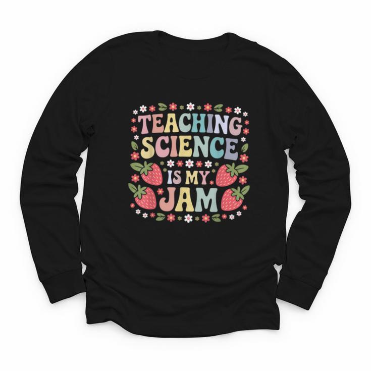 Teaching Science Is My Jam Retro Back To School Strawberry Youth Long Sleeve Tee