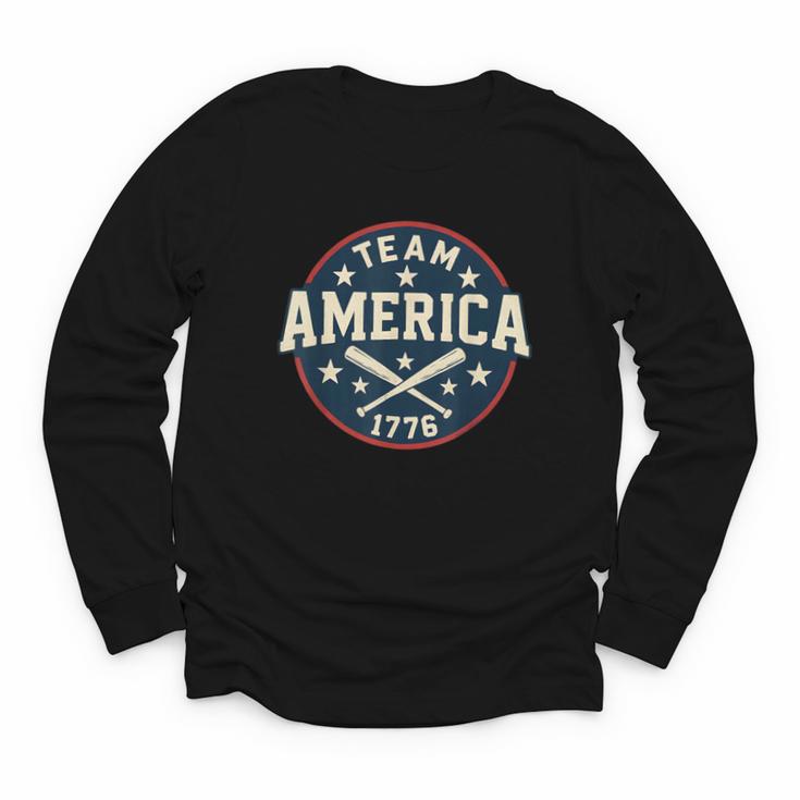 Team America 1776 4th Of July Patriotic Baseball Youth Long Sleeve Tee