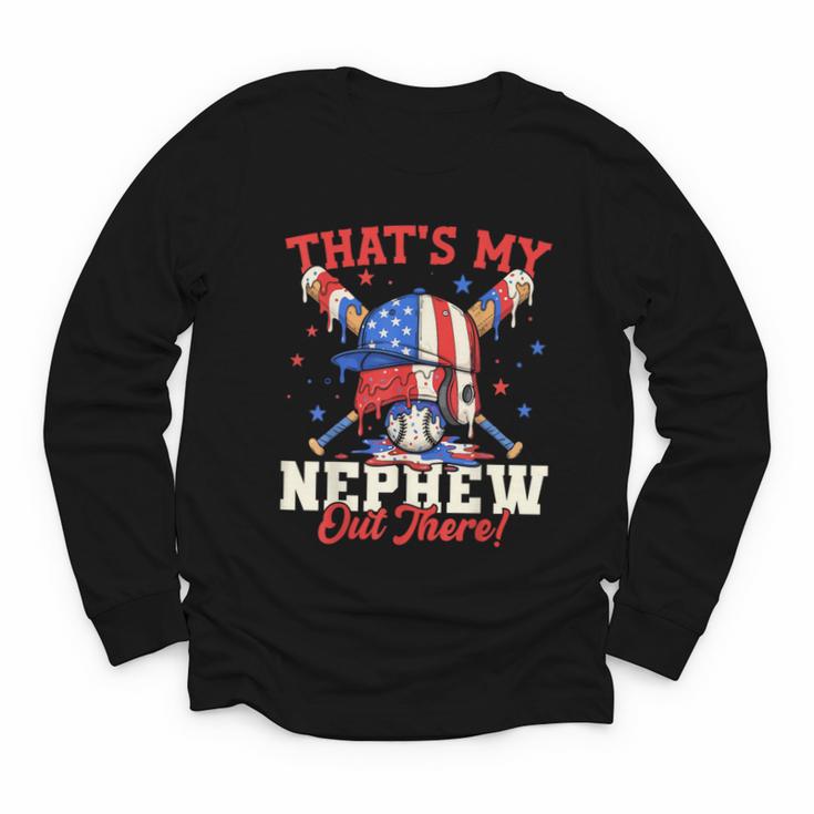 That's My Nephew Out There Baseball Cream Drip Crossed Bat Youth Long Sleeve Tee