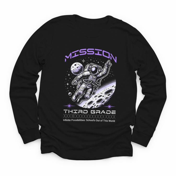 Third Grade Back To School Space Rocket Astronaut Youth Long Sleeve Tee