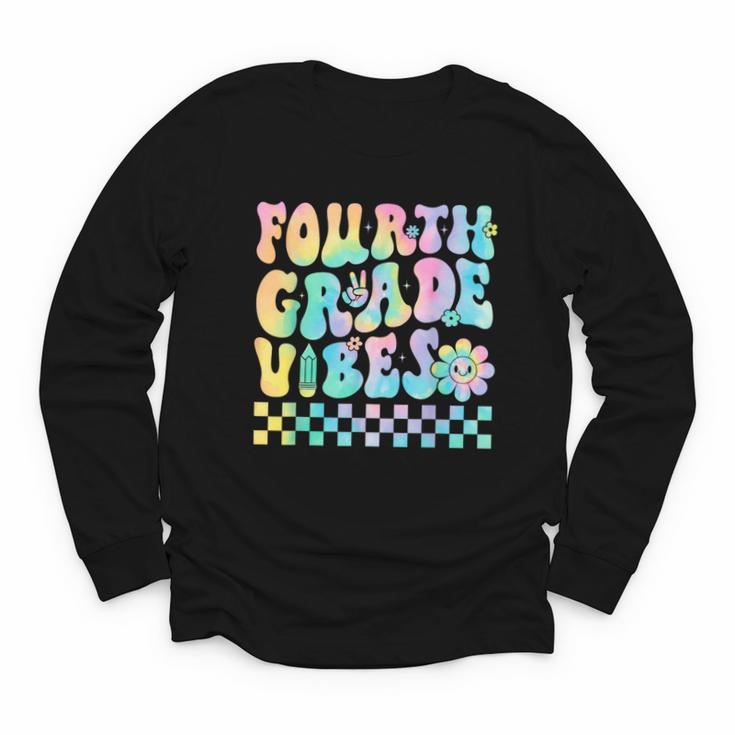 Tie Dye 4th Grade Vibes Fourth Grade Retro Back To School Youth Long Sleeve Tee