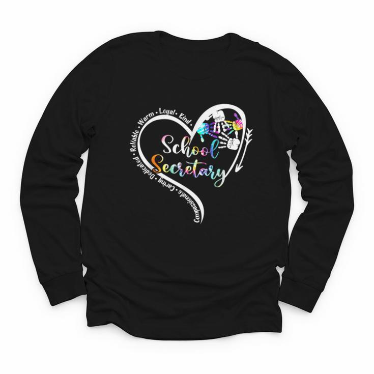 Tie Dye Heart School Secretary Life Tee Cute Back To School Youth Long Sleeve Tee