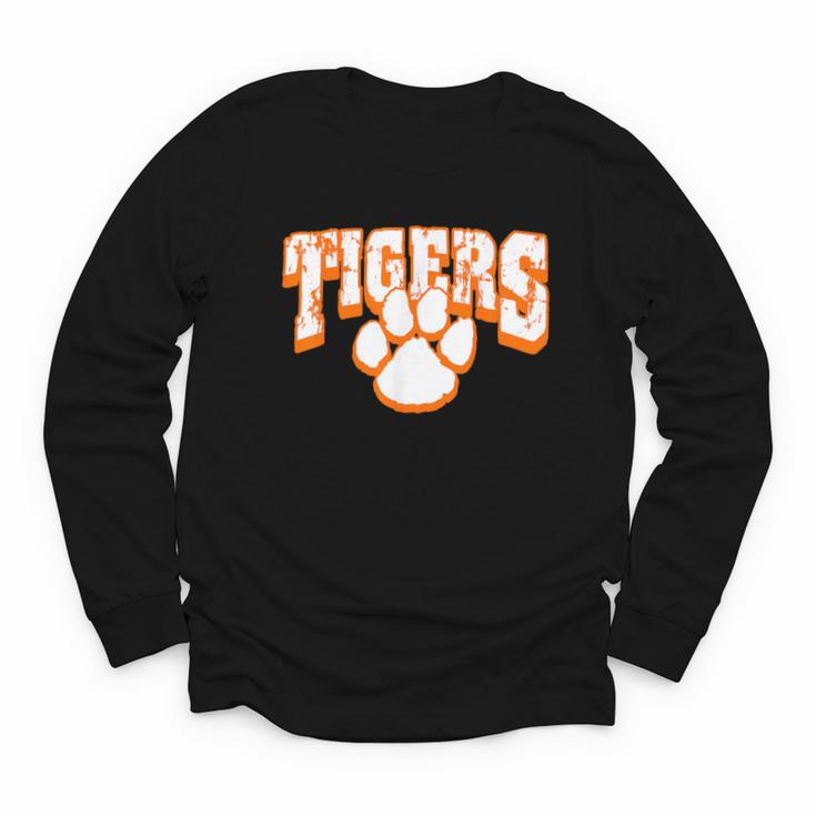 Tigers School Spirit Mascot Back To School Orange Youth Long Sleeve Tee