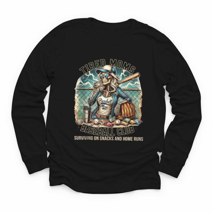 Tired Mom's Baseball Club Surviving On Snacks And Home Runs Youth Long Sleeve Tee