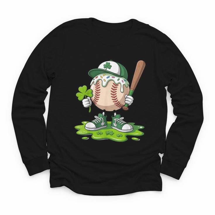 Toddler Baseball Drip Ice Cream Boys Kids St Patricks Day Youth Long Sleeve Tee